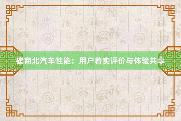 磋商北汽车性能：用户着实评价与体验共享